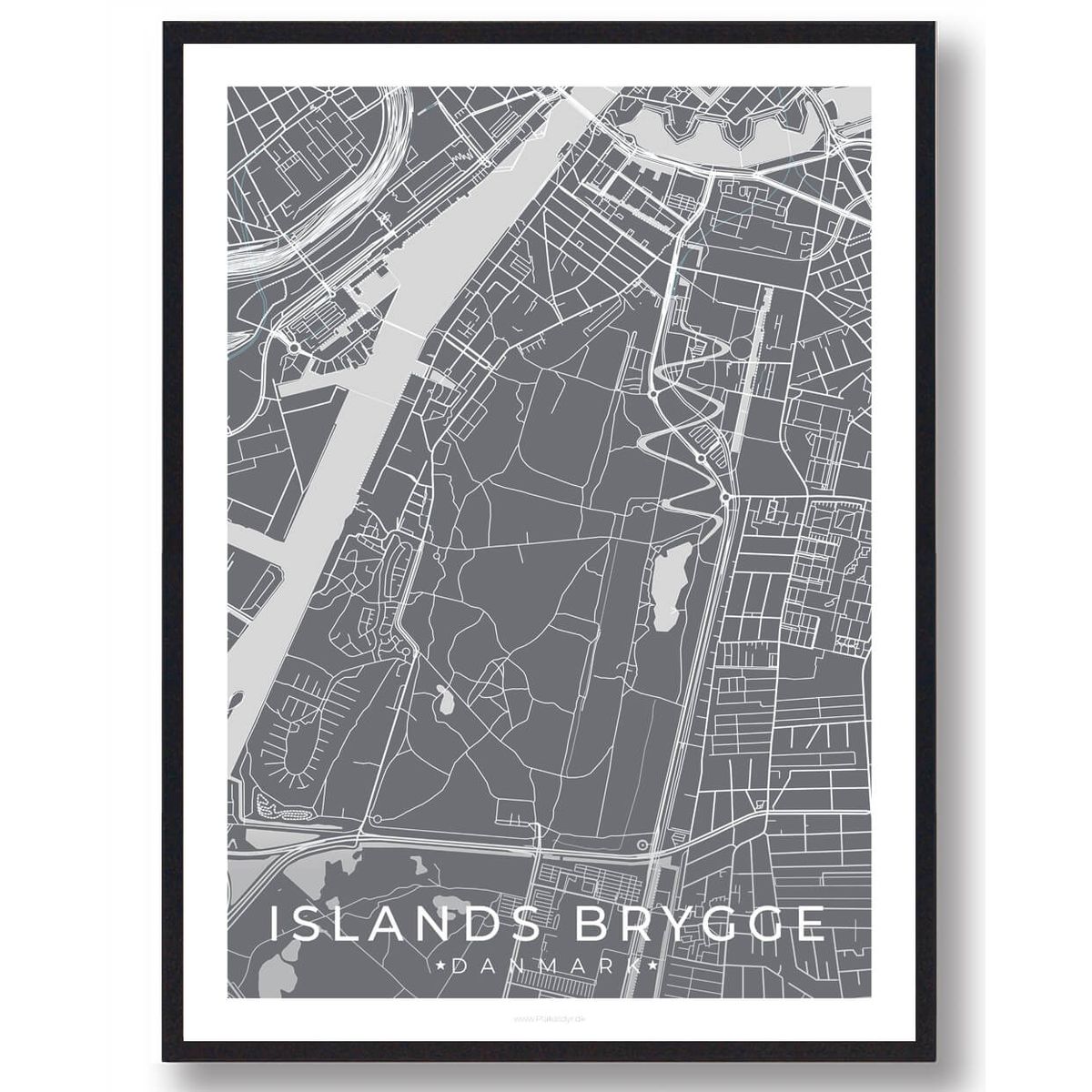 Islands Brygge by plakat - grå (Størrelse: L - 50x70cm (B2))