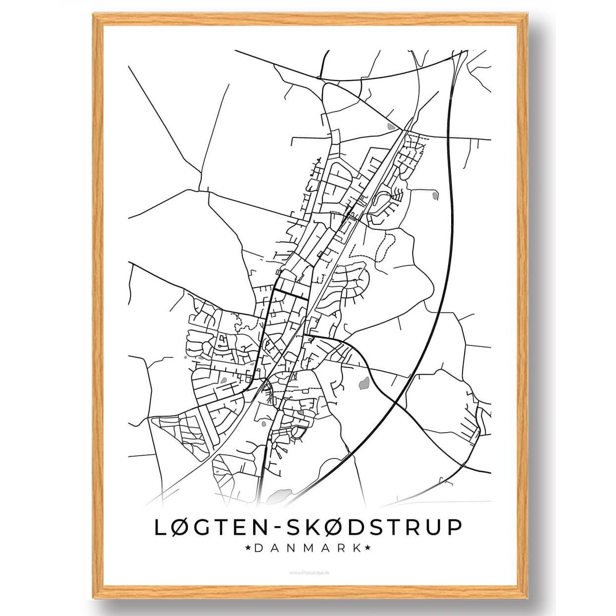 Løgten Skødstrup by plakat - hvid (Størrelse: L - 50x70cm (B2))