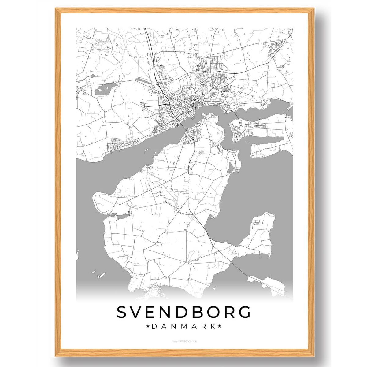 Svendborg by plakat - hvid (Størrelse: L - 50x70cm (B2))