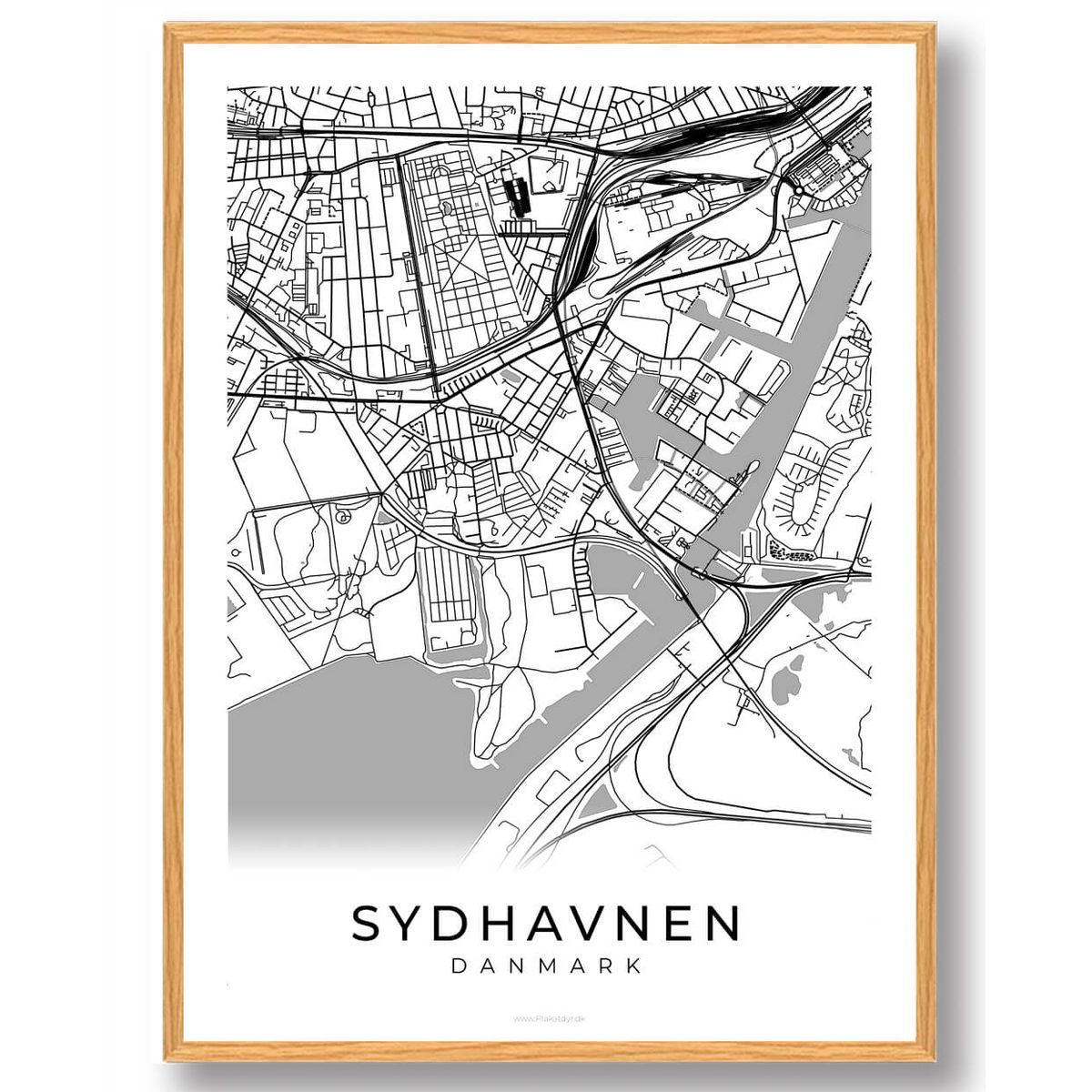 Sydhavnen by plakat - hvid (Størrelse: L - 50x70cm (B2))