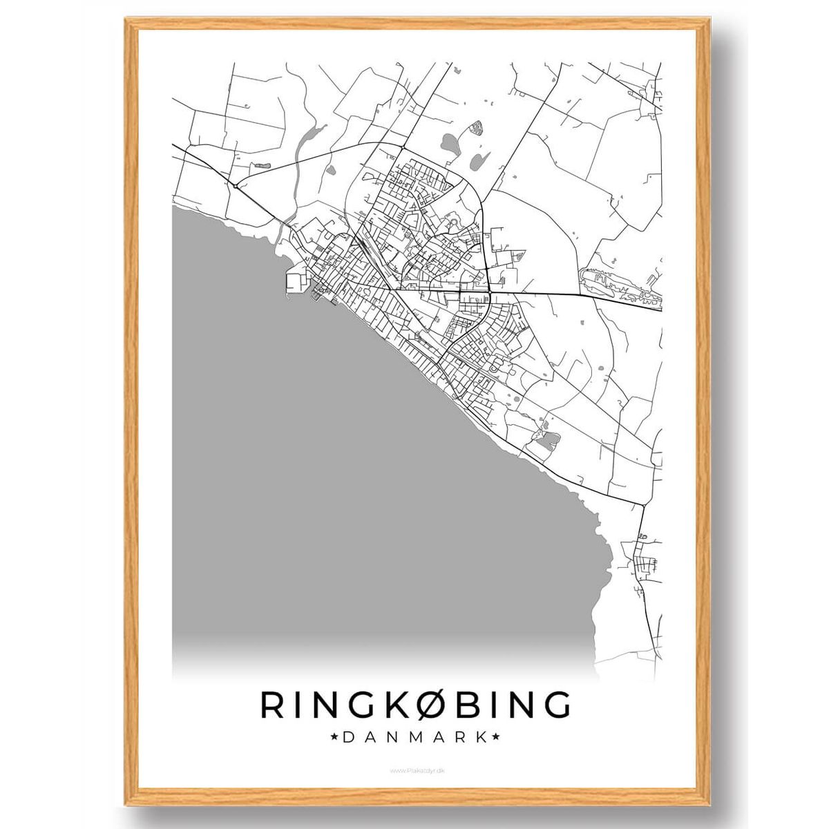 Ringkøbing by plakat - hvid (Størrelse: L - 50x70cm (B2))