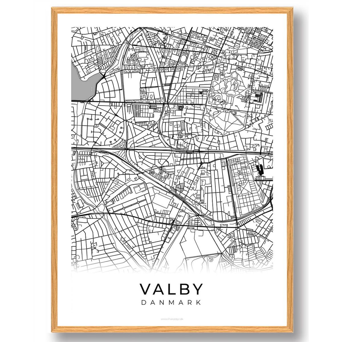 Valby by plakat - hvid (Størrelse: L - 50x70cm (B2))