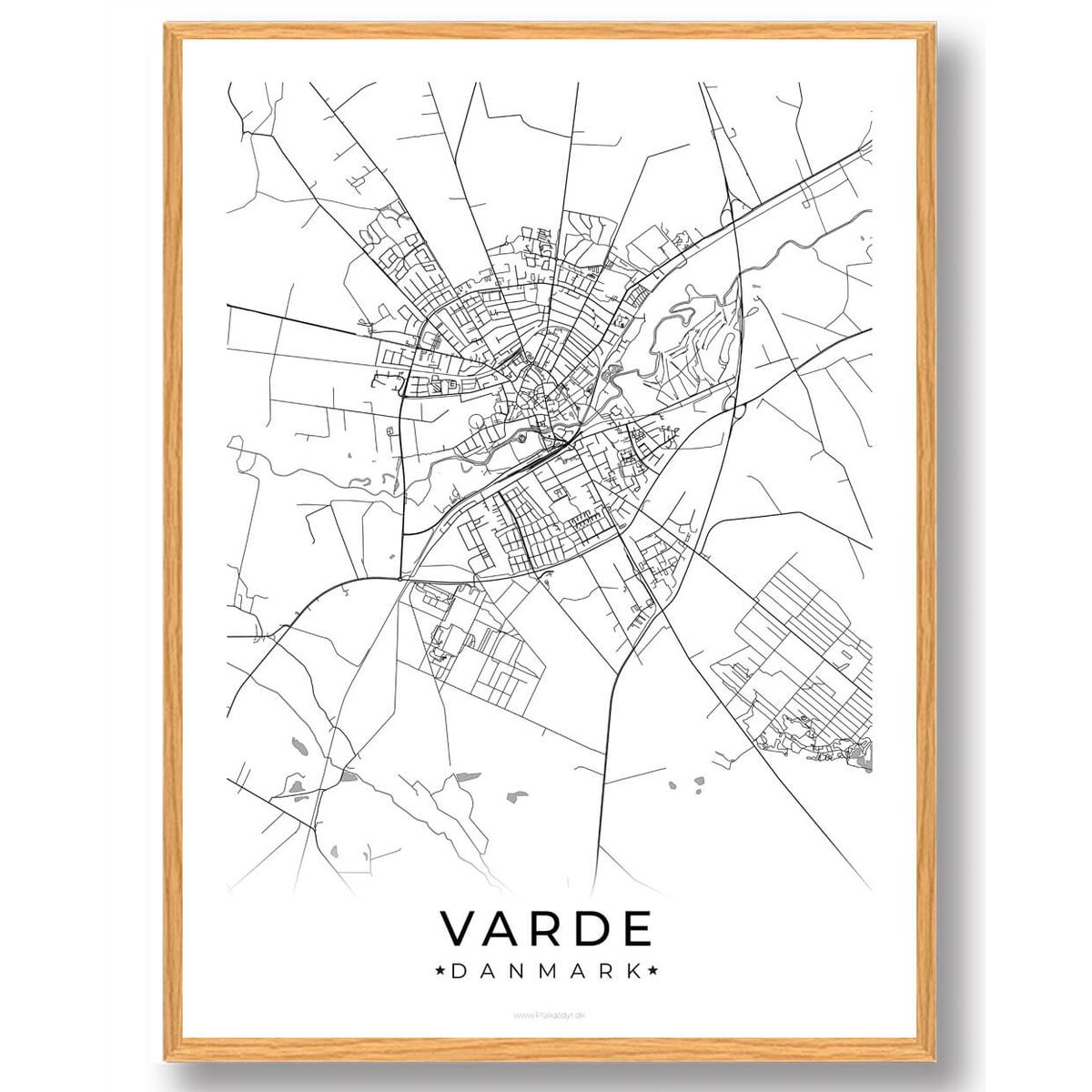 Varde by plakat - hvid (Størrelse: L - 50x70cm (B2))