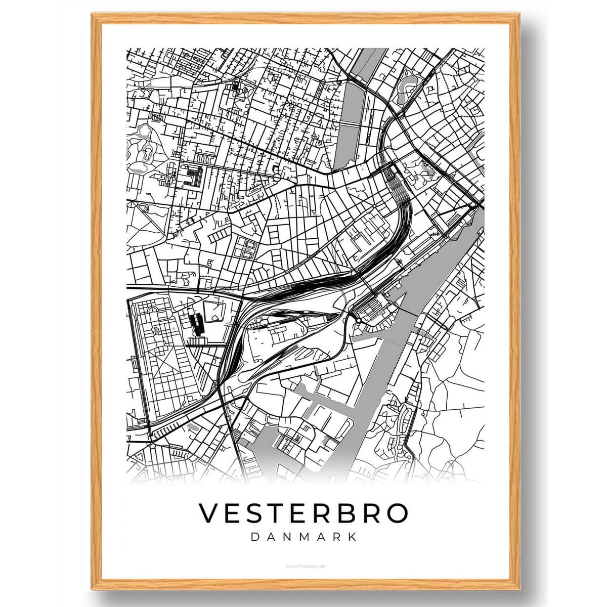 Vesterbro by plakat - hvid (Størrelse: L - 50x70cm (B2))