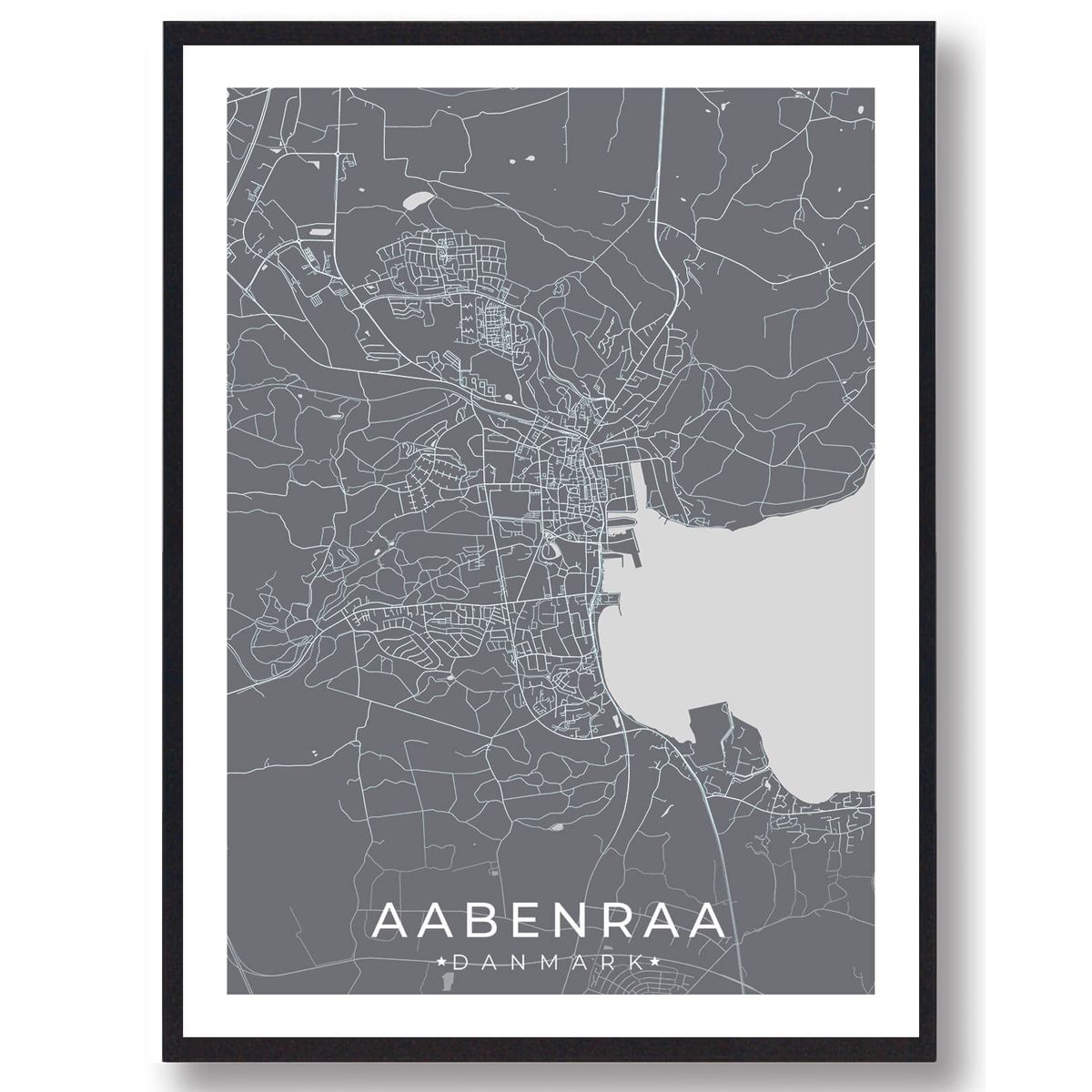 Aabenraa by plakat - grå (Størrelse: L - 50x70cm (B2))