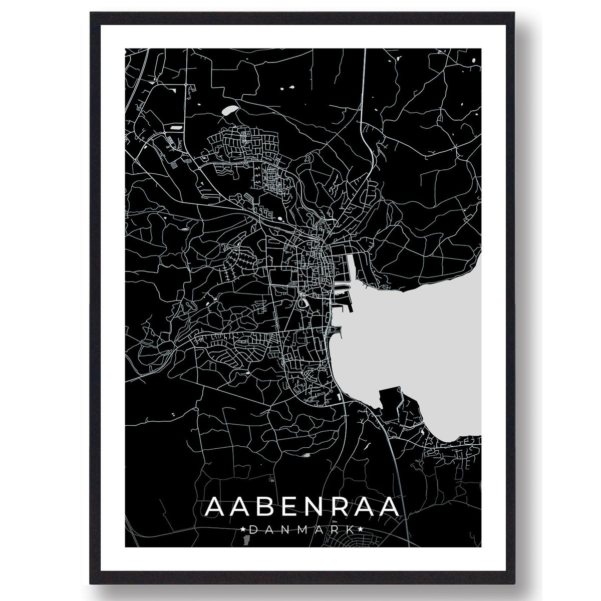 Aabenraa by plakat - sort (Størrelse: L - 50x70cm (B2))