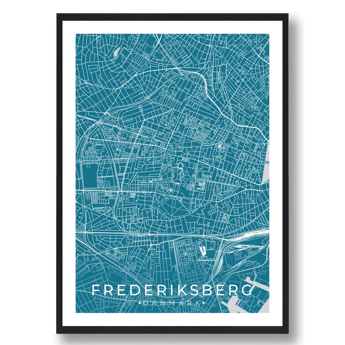 Frederiksberg by plakat - blå (Størrelse: L - 50x70cm (B2))