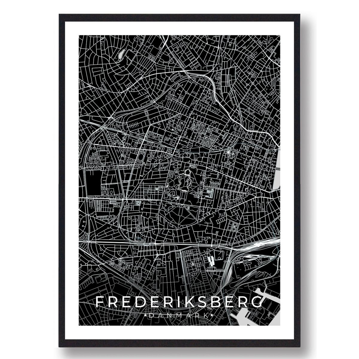 Frederiksberg by plakat - sort (Størrelse: L - 50x70cm (B2))