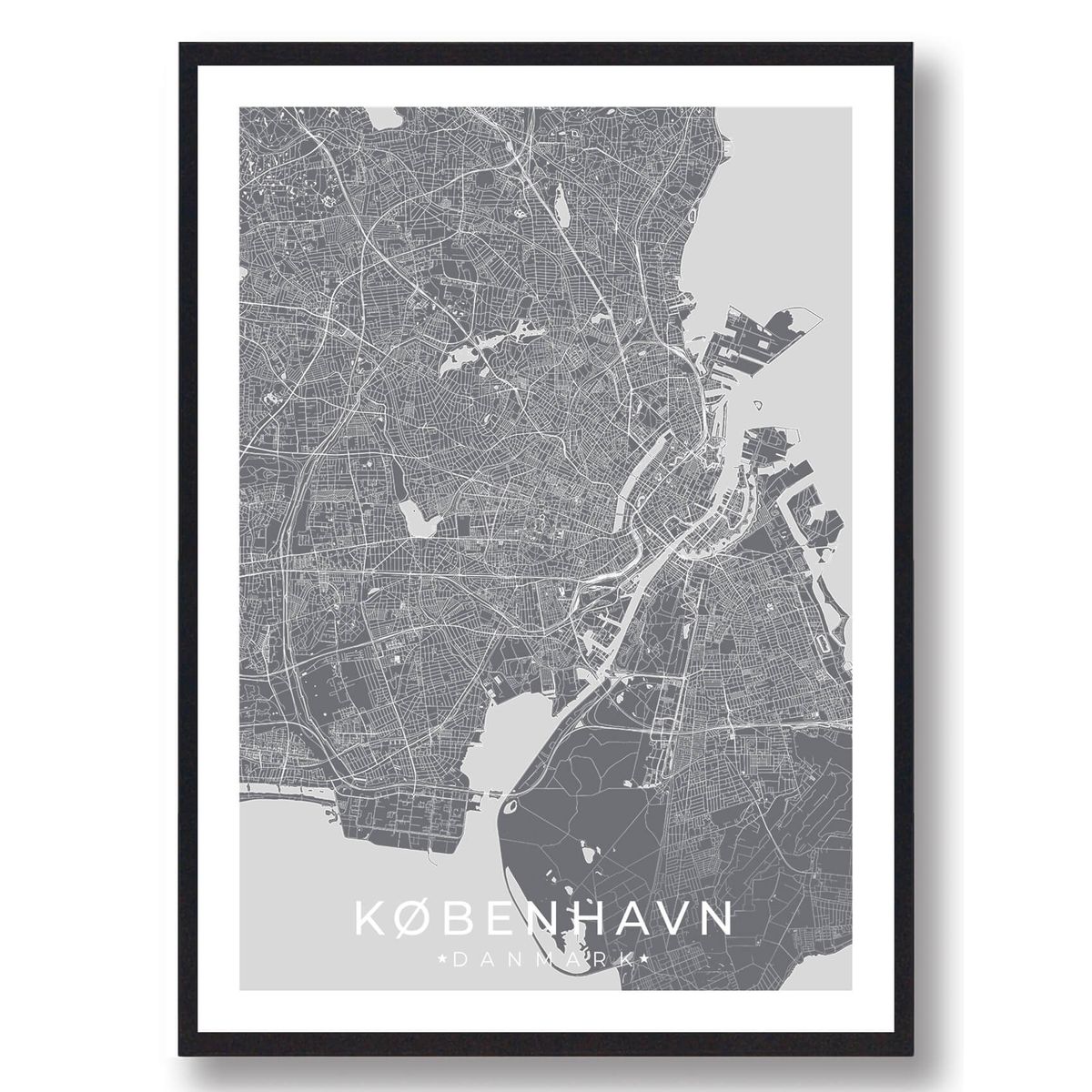 København by plakat - grå (Størrelse: L - 50x70cm (B2))