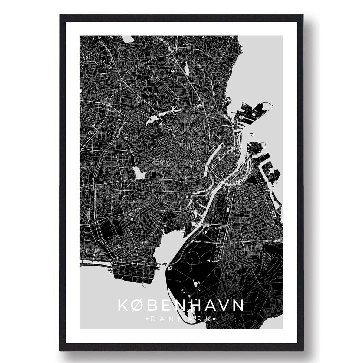 København by plakat - sort (Størrelse: L - 50x70cm (B2))