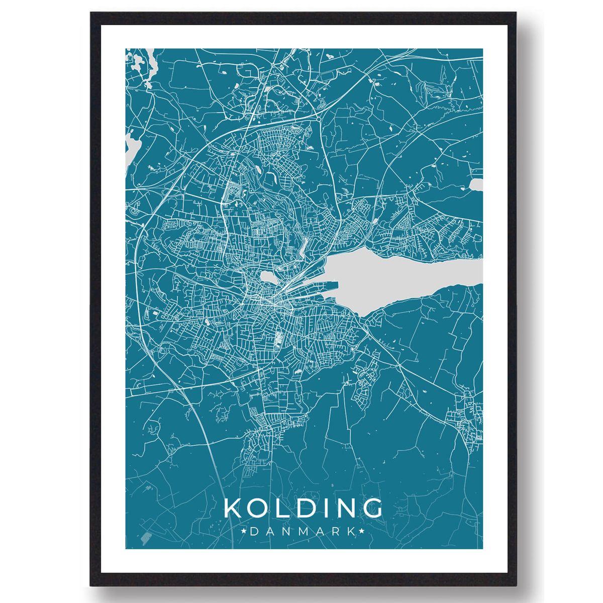 Kolding by plakat - blå (Størrelse: L - 50x70cm (B2))