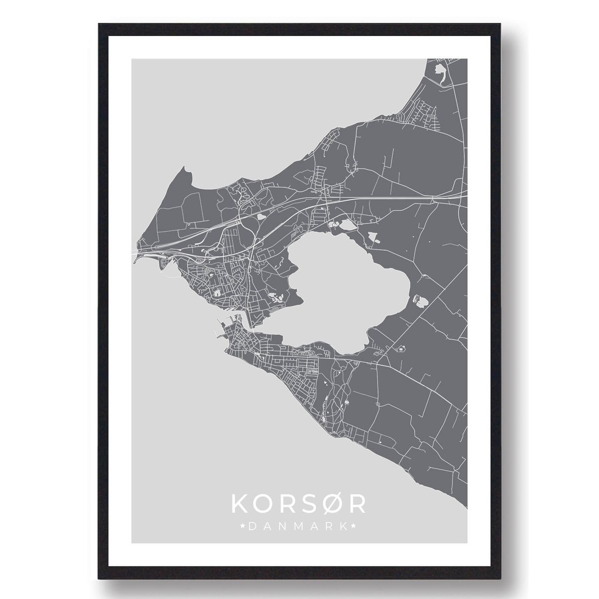 Korsør by plakat - grå (Størrelse: L - 50x70cm (B2))