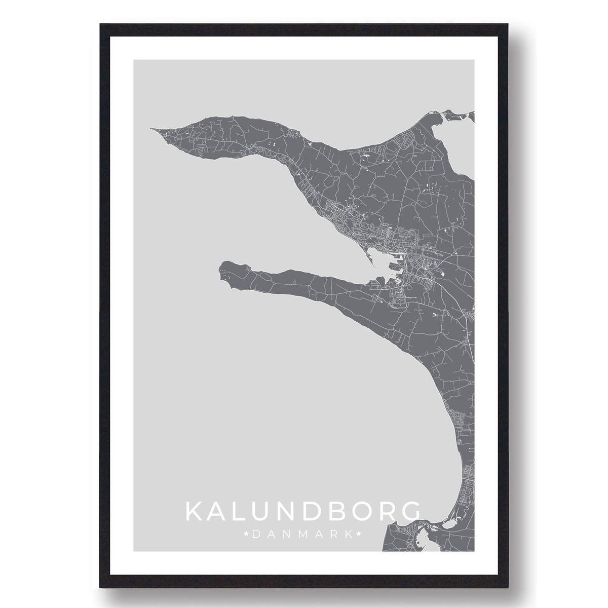 Kalundborg by plakat - grå (Størrelse: L - 50x70cm (B2))