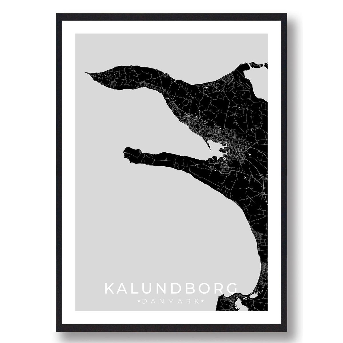 Kalundborg by plakat - sort (Størrelse: L - 50x70cm (B2))