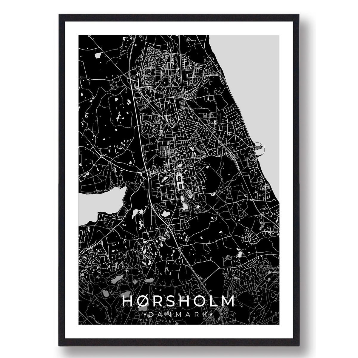 Hørsholm by plakat - sort (Størrelse: L - 50x70cm (B2))