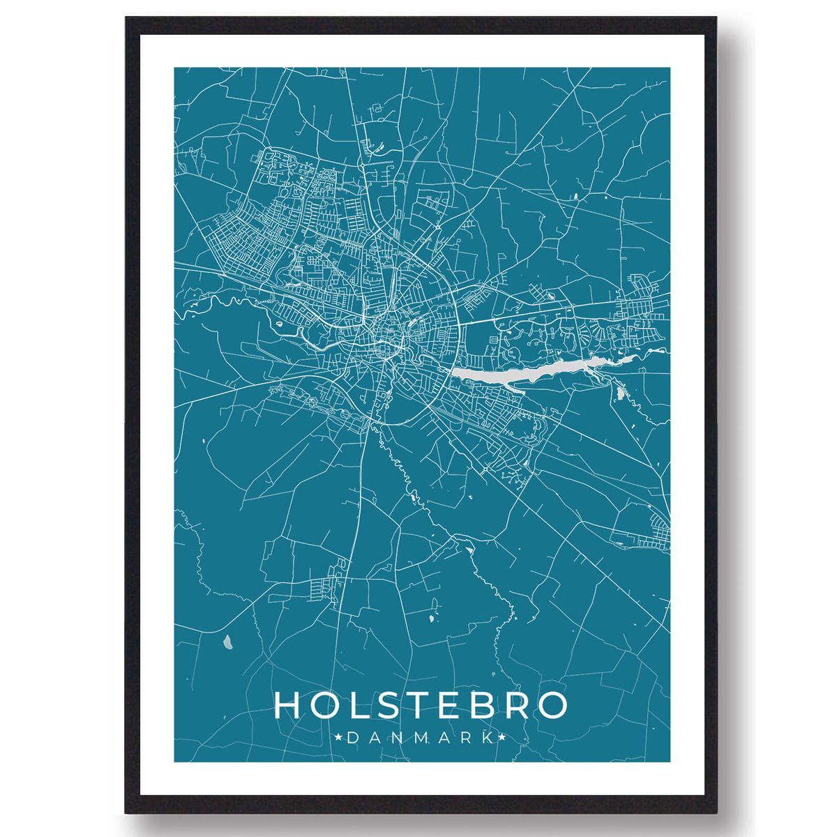 Holstebro by plakat - blå (Størrelse: L - 50x70cm (B2))