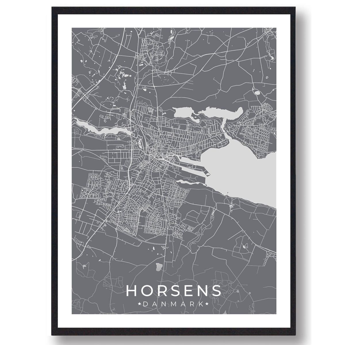 Horsens by plakat - grå (Størrelse: L - 50x70cm (B2))