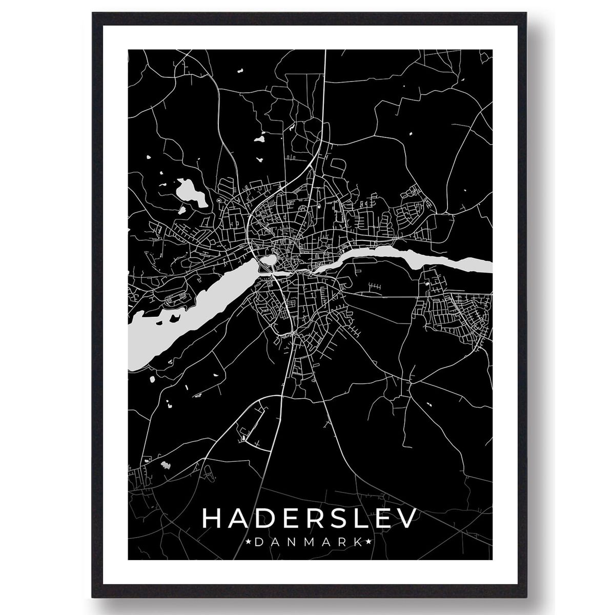 Haderslev by plakat - sort (Størrelse: L - 50x70cm (B2))