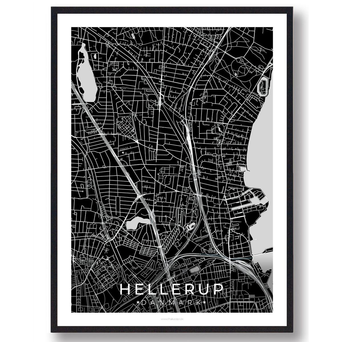 Hellerup by plakat - sort (Størrelse: L - 50x70cm (B2))