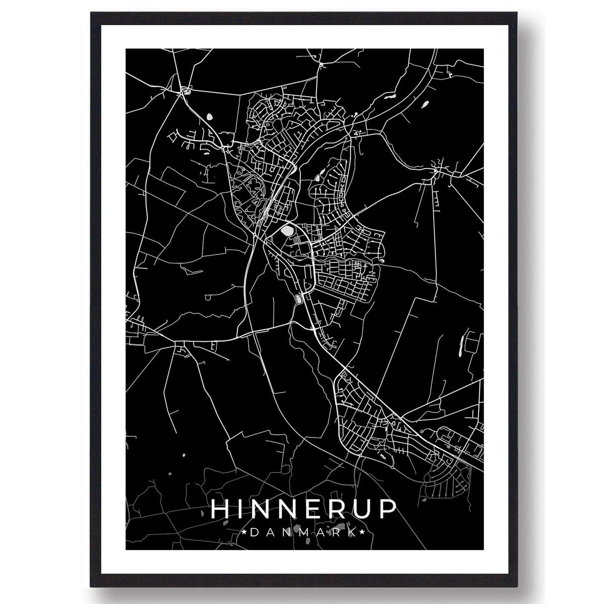 Hinnerup by plakat - sort (Størrelse: L - 50x70cm (B2))