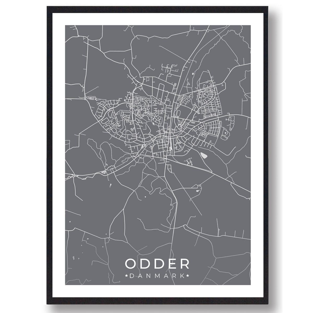 Odder by plakat - grå (Størrelse: L - 50x70cm (B2))