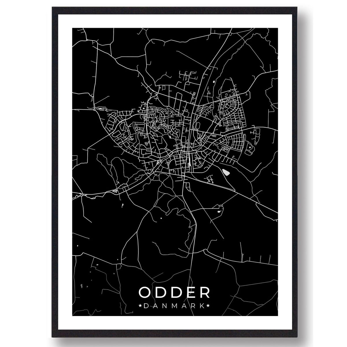 Odder by plakat - sort (Størrelse: L - 50x70cm (B2))