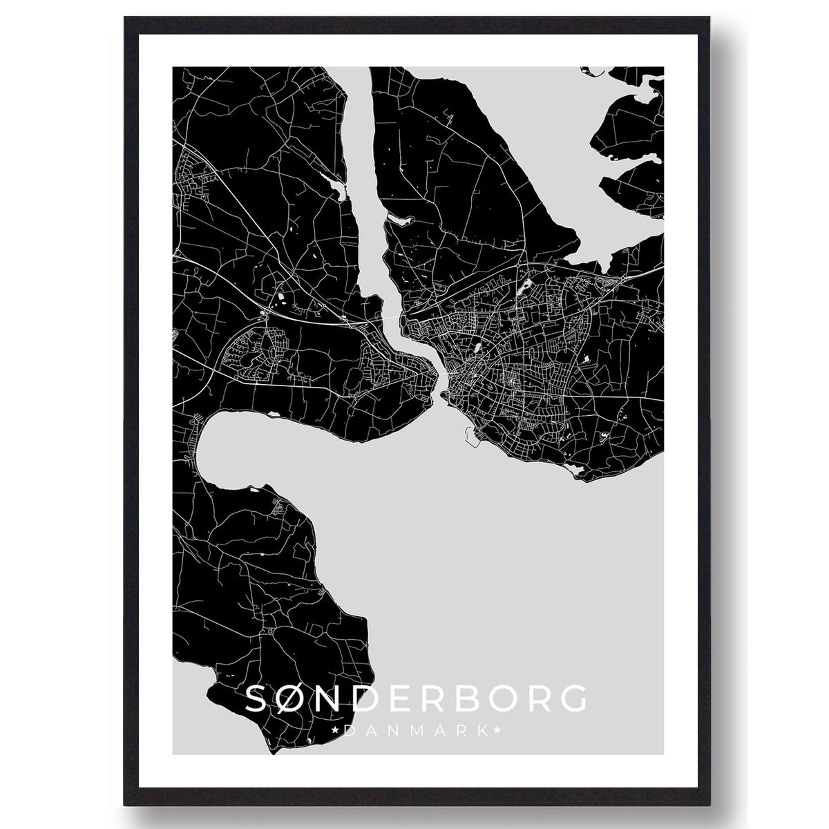 Sønderborg by plakat - sort (Størrelse: L - 50x70cm (B2))