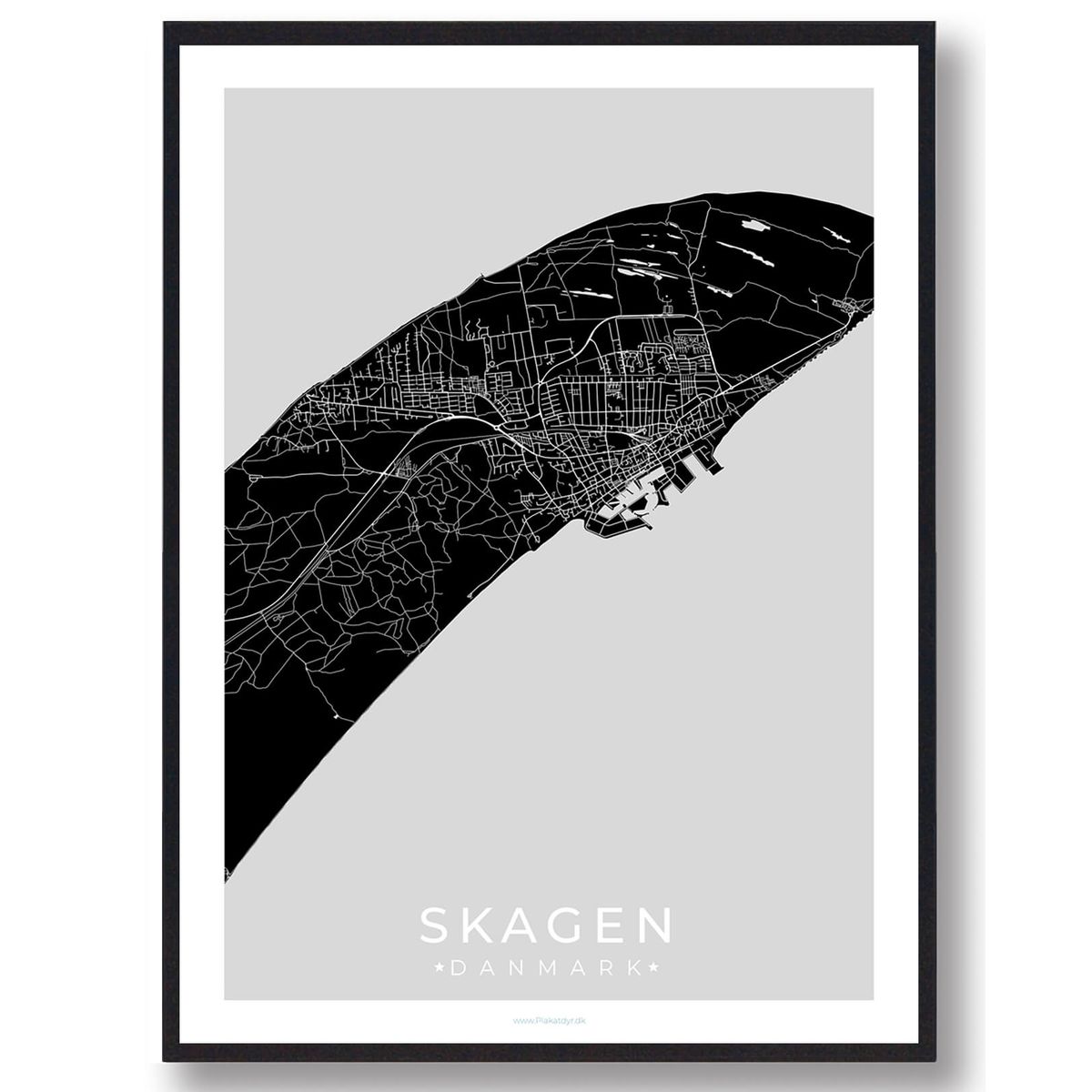 Skagen by plakat - sort (Størrelse: L - 50x70cm (B2))