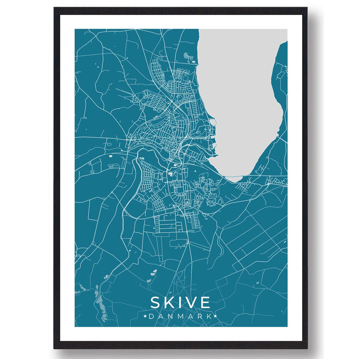 Skive by plakat - blå (Størrelse: L - 50x70cm (B2))