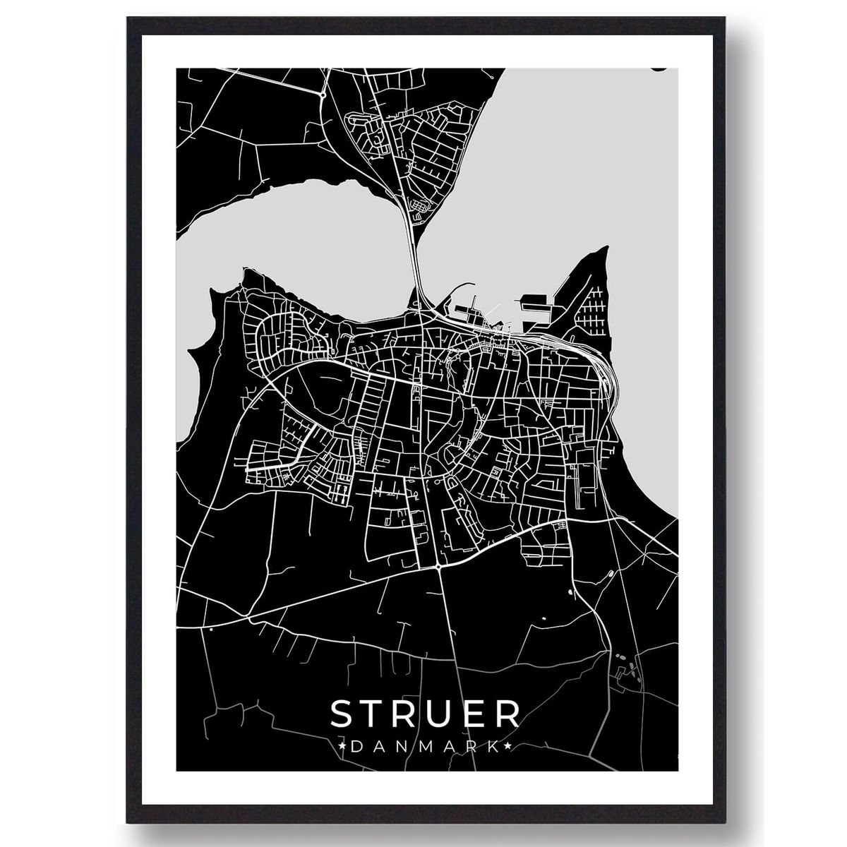 Struer by plakat - sort (Størrelse: L - 50x70cm (B2))