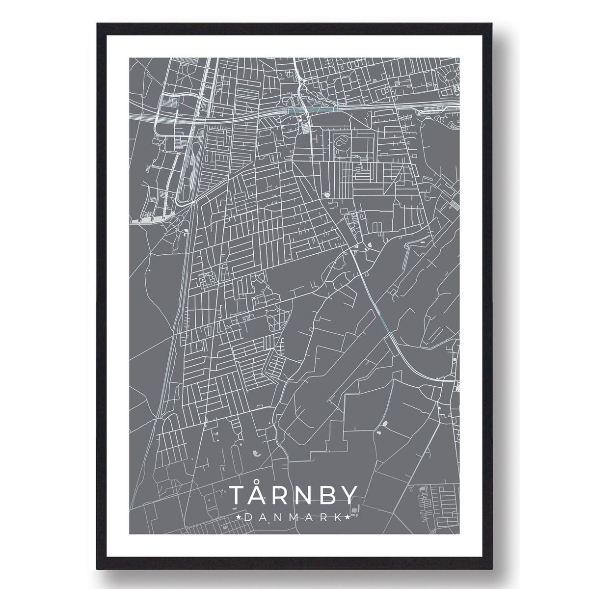 Tårnby by plakat - grå (Størrelse: L - 50x70cm (B2))