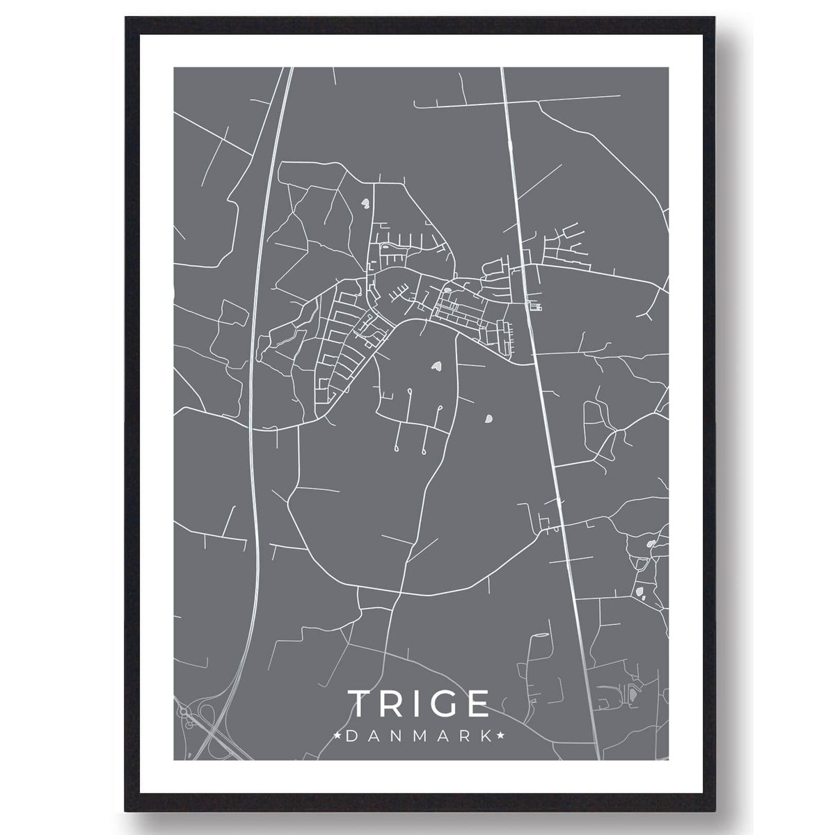 Trige by plakat - grå (Størrelse: L - 50x70cm (B2))