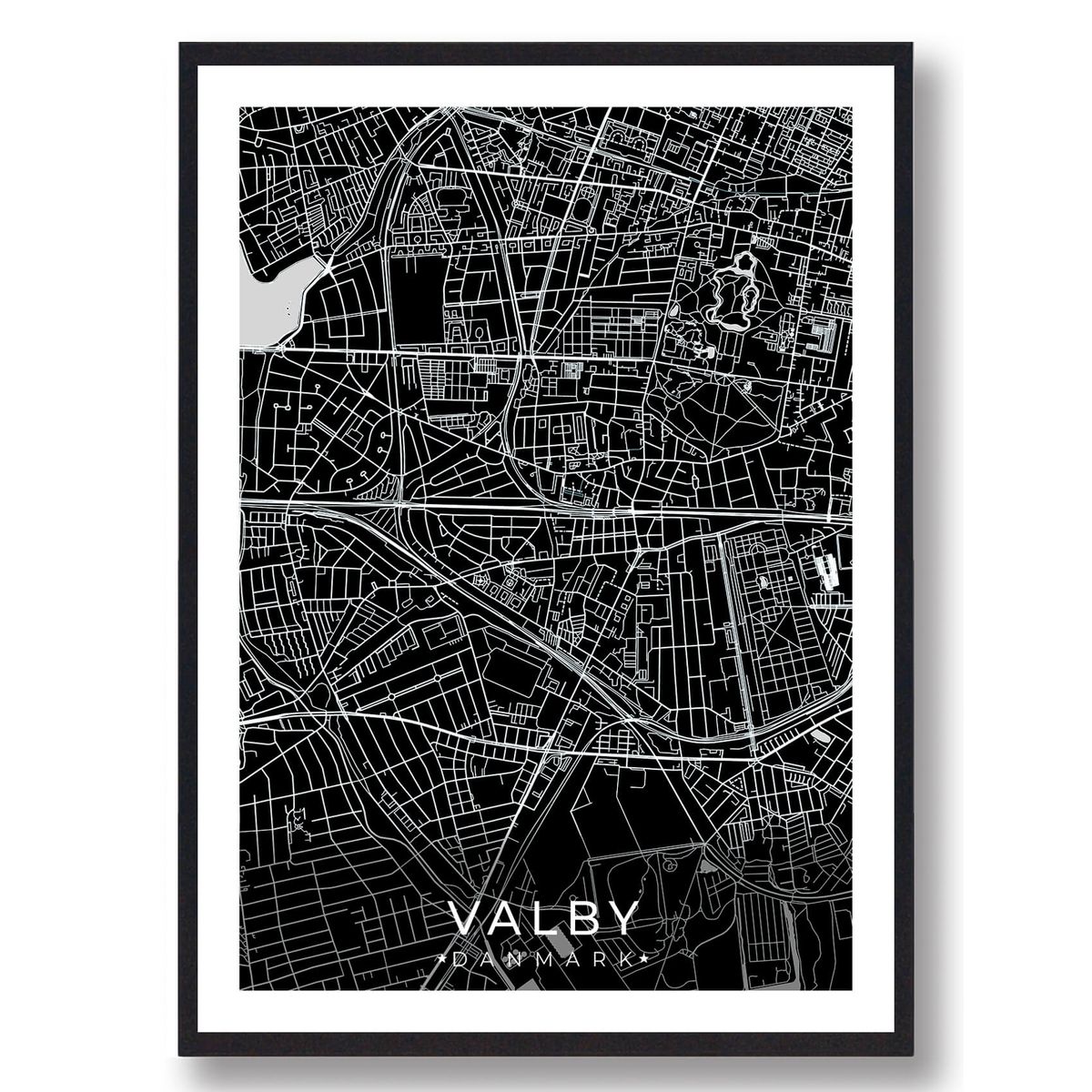 Valby by plakat - sort (Størrelse: L - 50x70cm (B2))