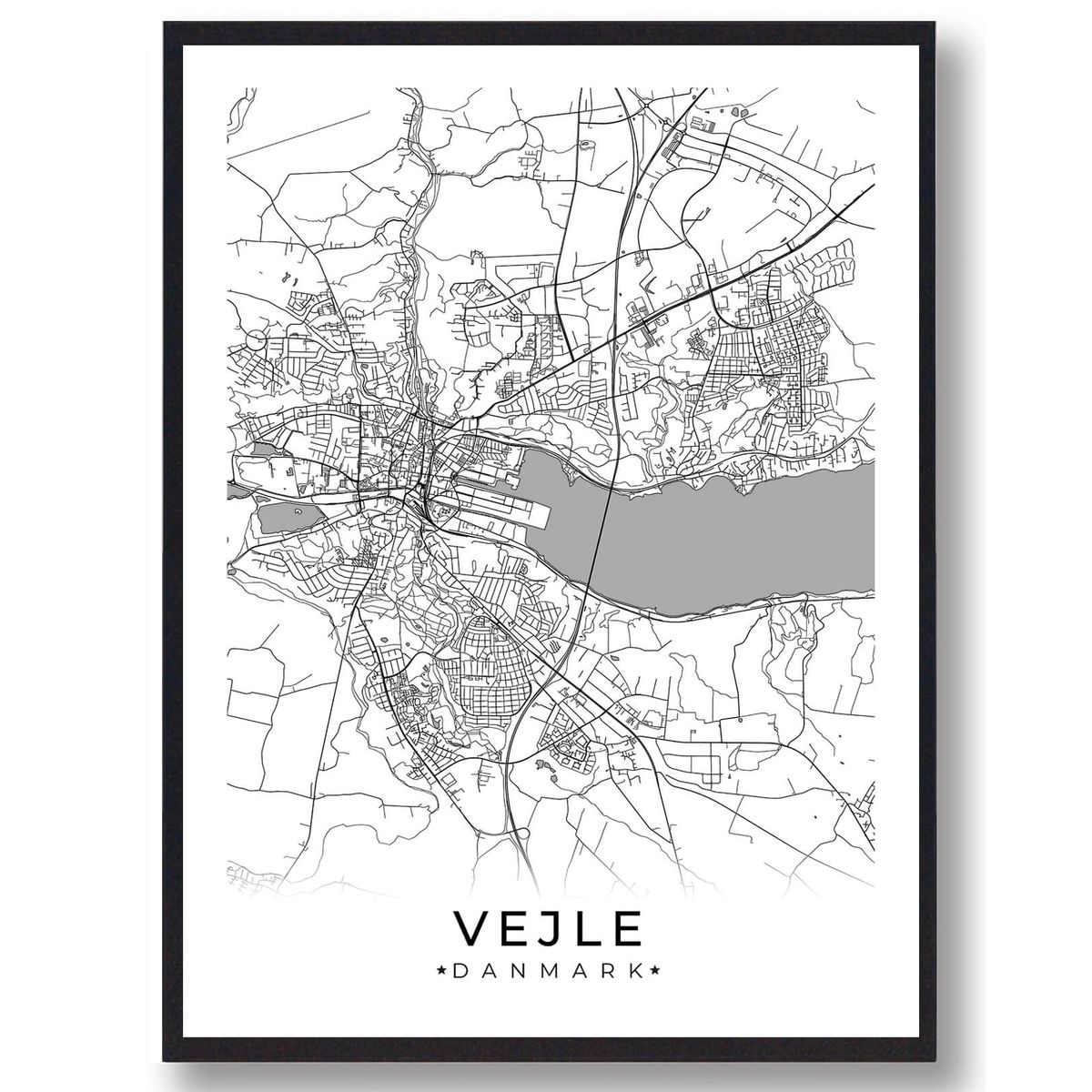 Vejle by plakat - hvid (Størrelse: L - 50x70cm (B2))