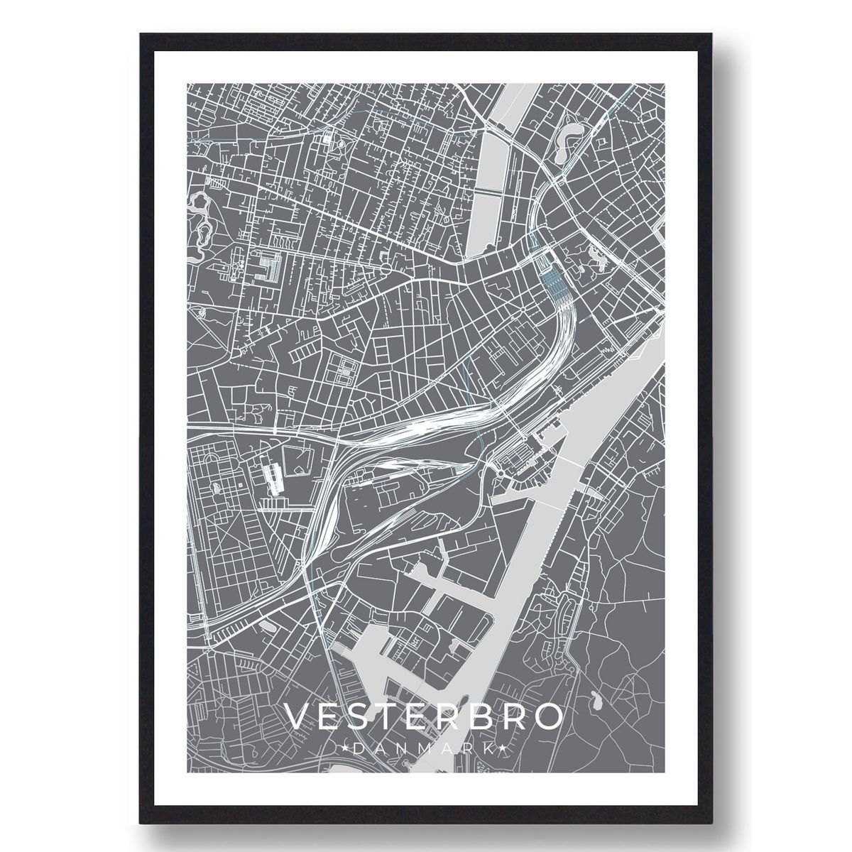 Vesterbro by plakat - grå (Størrelse: L - 50x70cm (B2))