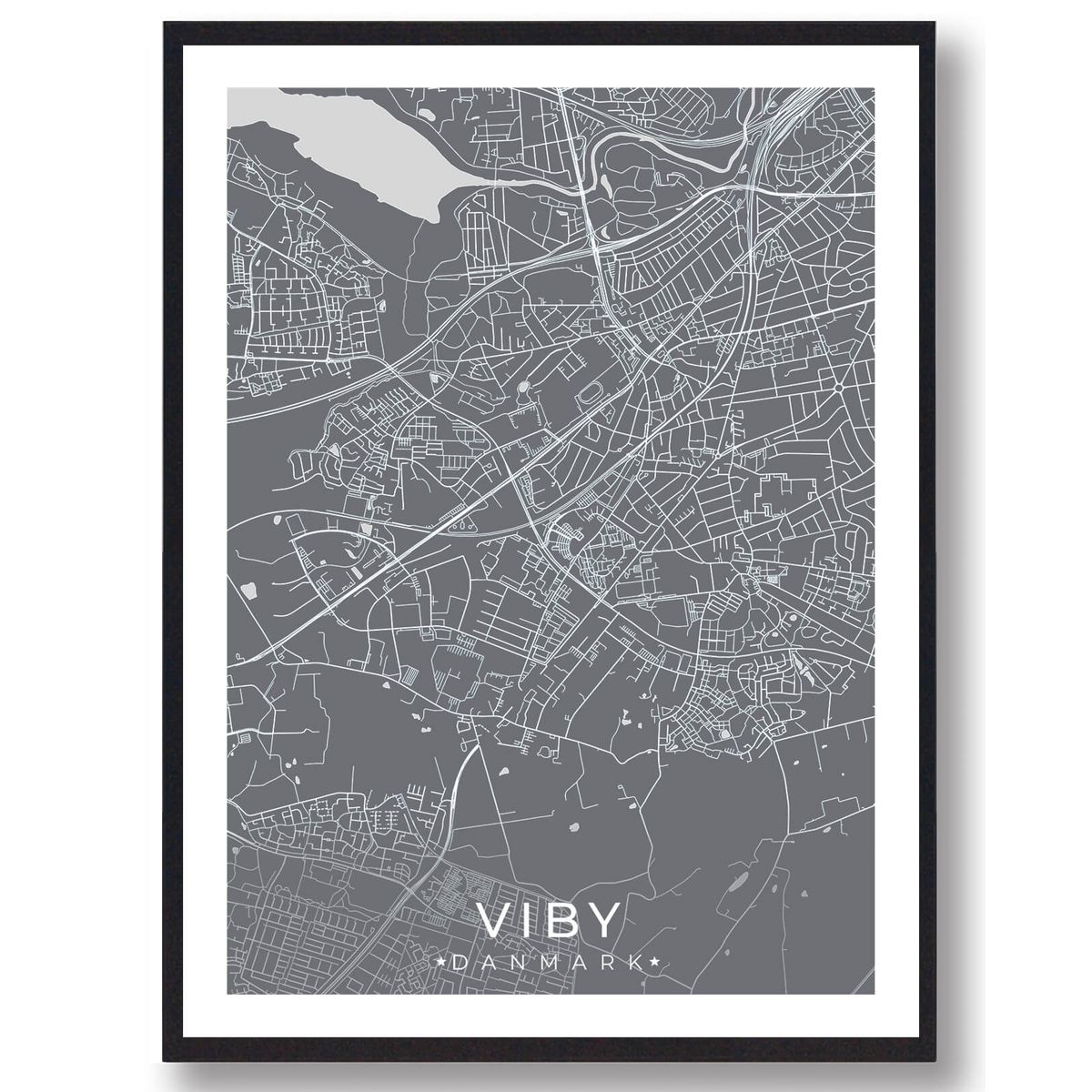 Viby J by plakat - grå (Størrelse: L - 50x70cm (B2))