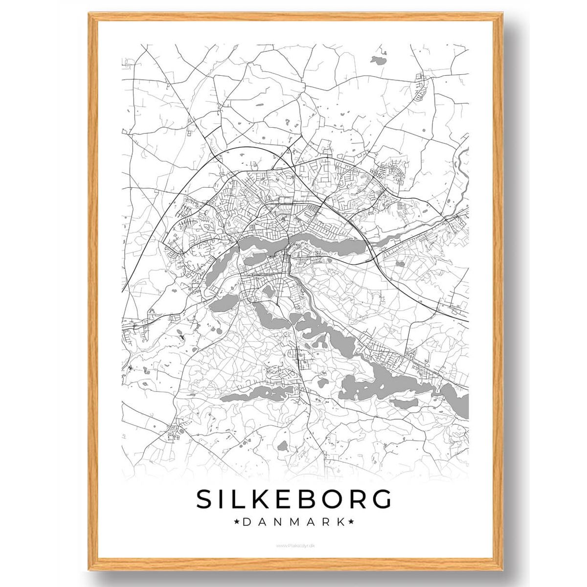 Silkeborg by plakat - hvid (Størrelse: L - 50x70cm (B2))