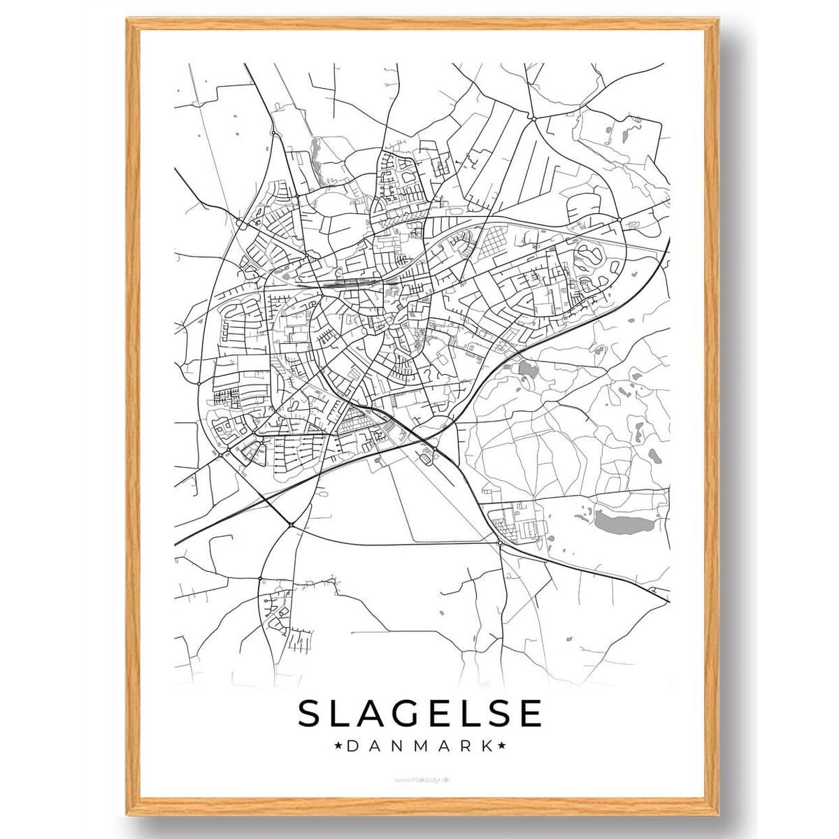 Slagelse by plakat - hvid (Størrelse: L - 50x70cm (B2))