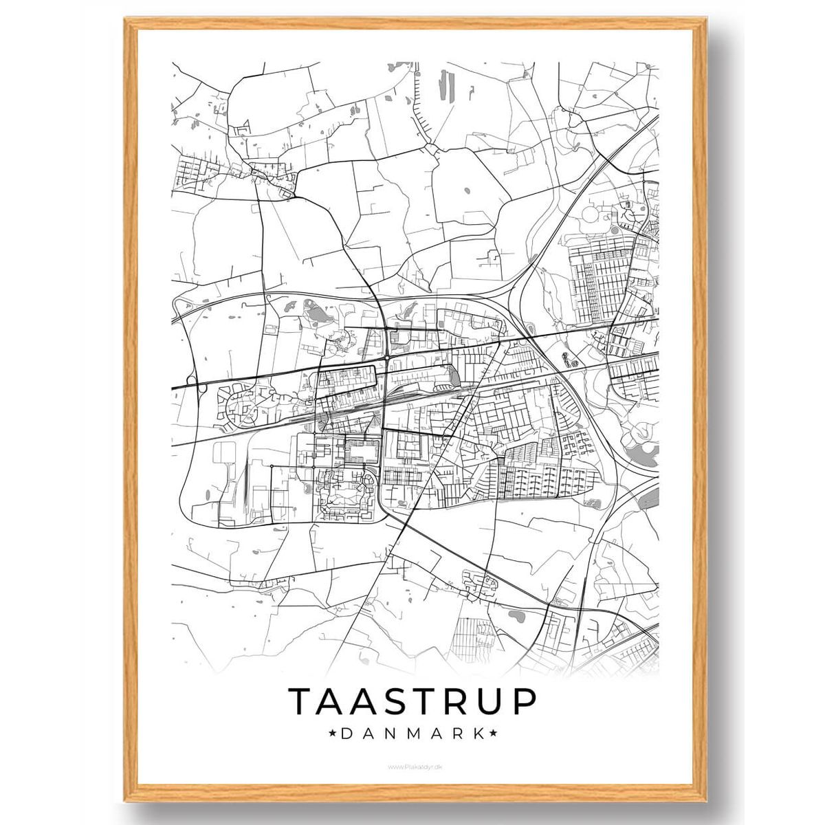 Taastrup by plakat - hvid (Størrelse: L - 50x70cm (B2))