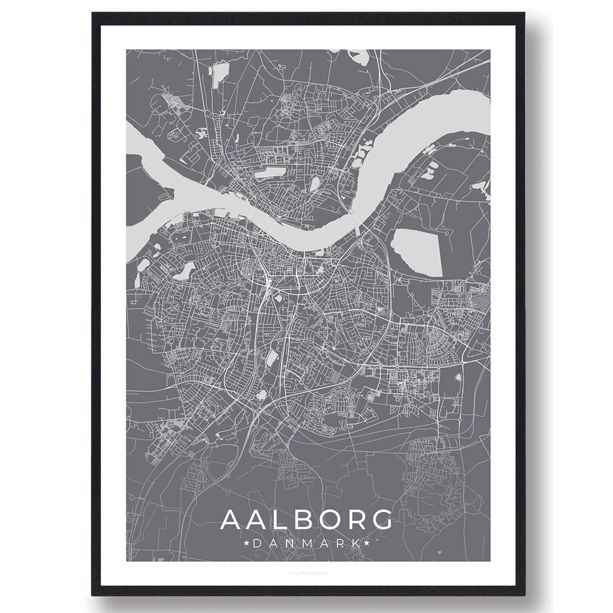 Aalborg by plakat - grå (Størrelse: L - 50x70cm (B2))