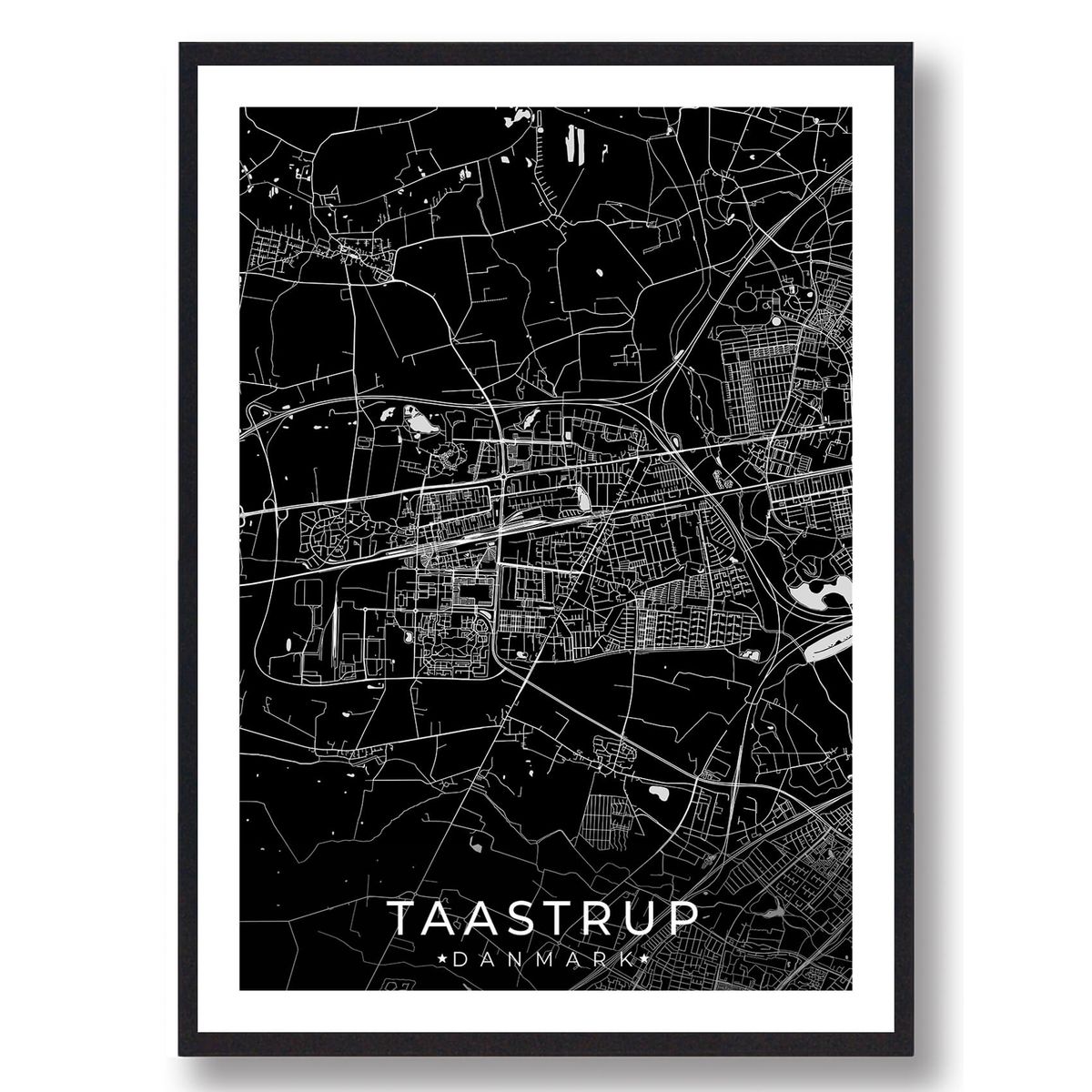 Taastrup by plakat - sort (Størrelse: L - 50x70cm (B2))