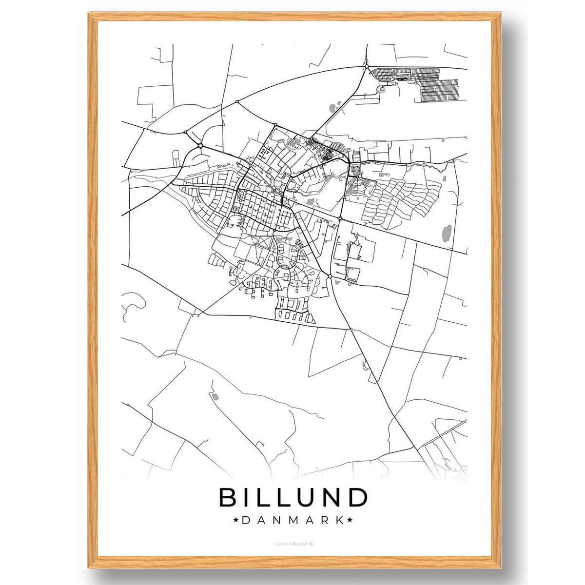 Billund by plakat - hvid (Størrelse: L - 50x70cm (B2))