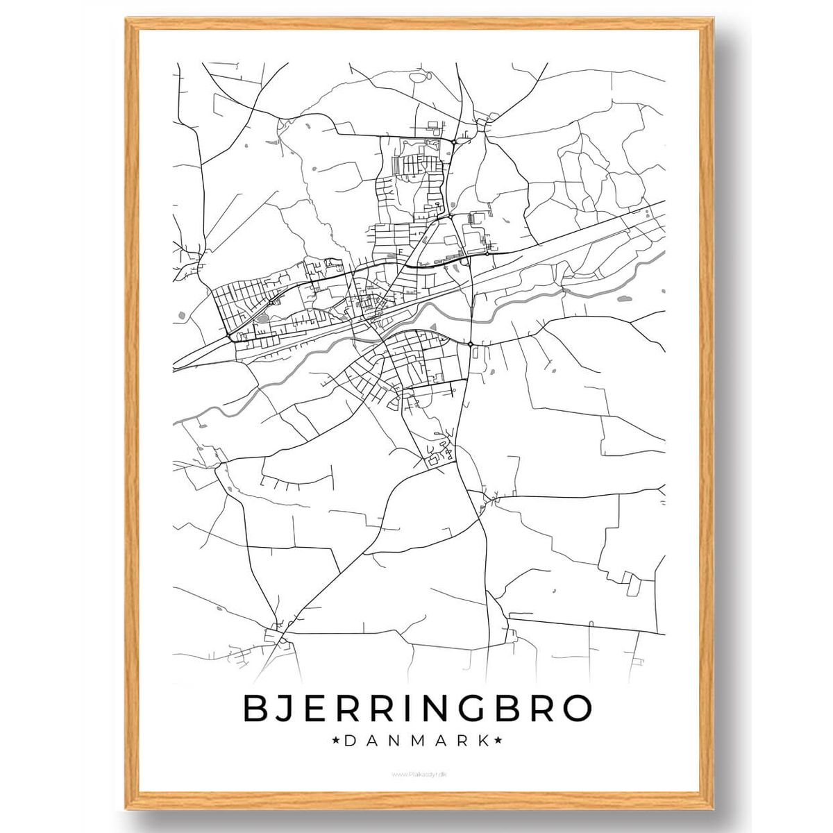 Bjerringbro by plakat - hvid (Størrelse: L - 50x70cm (B2))