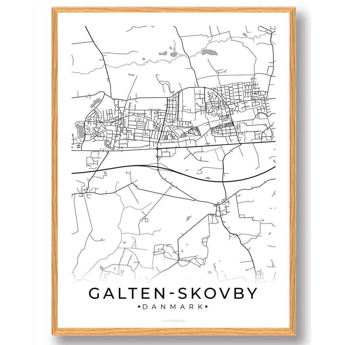 Galten-Skovby by plakat - hvid (Størrelse: L - 50x70cm (B2))