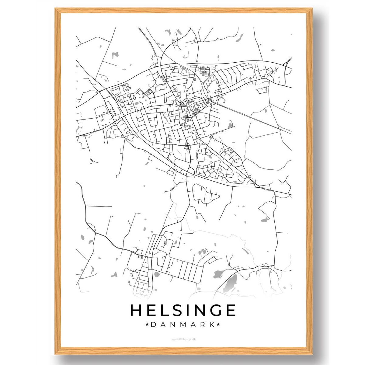 Helsinge by plakat - hvid (Størrelse: L - 50x70cm (B2))