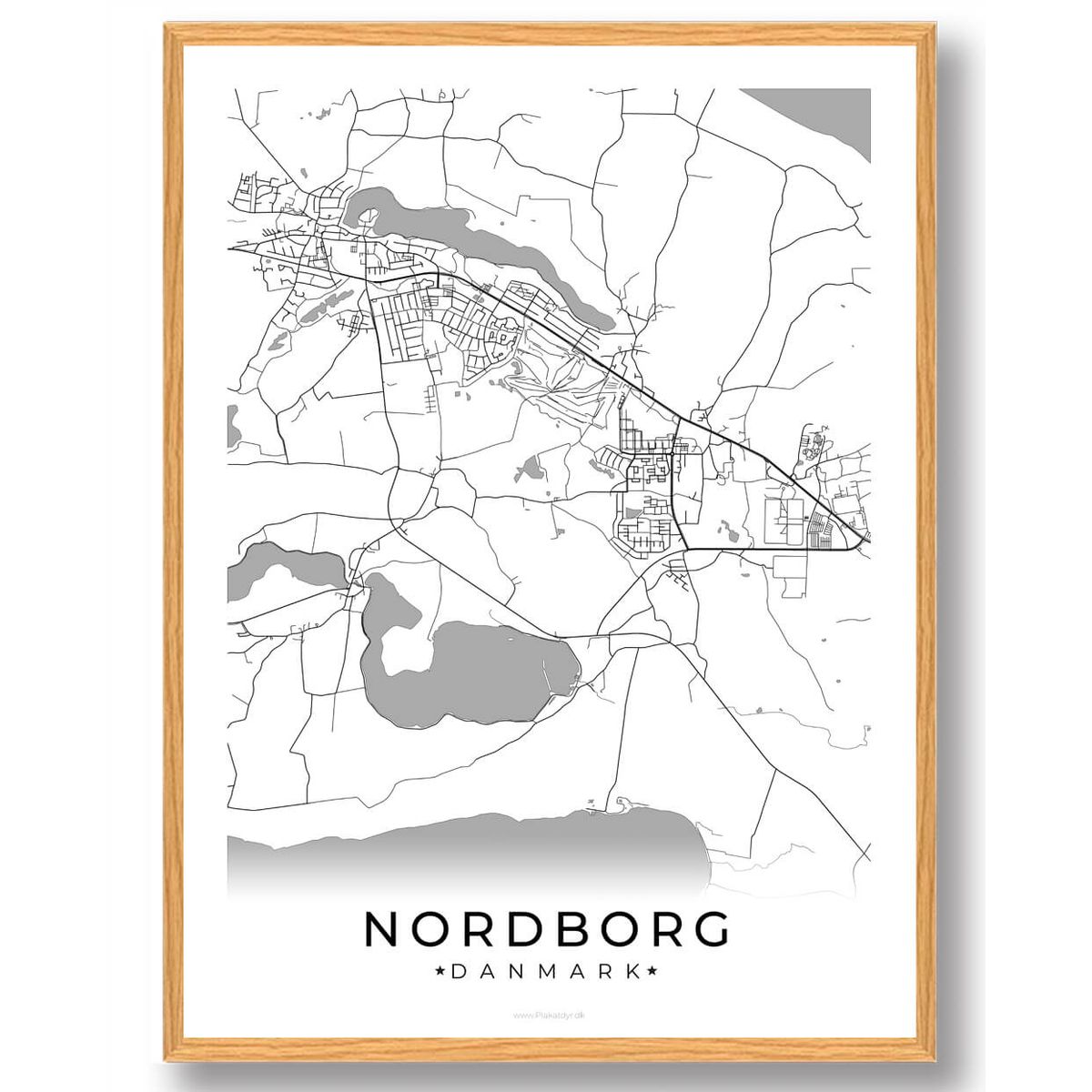 Nordborg by plakat - hvid (Størrelse: L - 50x70cm (B2))