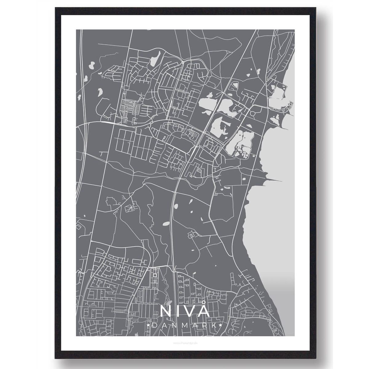 Nivå by plakat - grå (Størrelse: L - 50x70cm (B2))