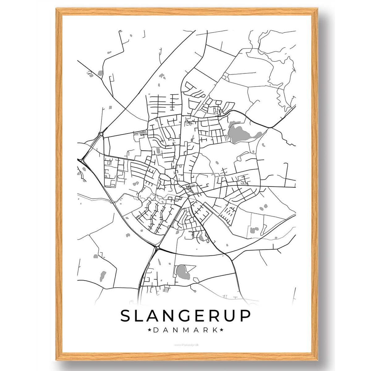 Slangerup by plakat - hvid (Størrelse: L - 50x70cm (B2))