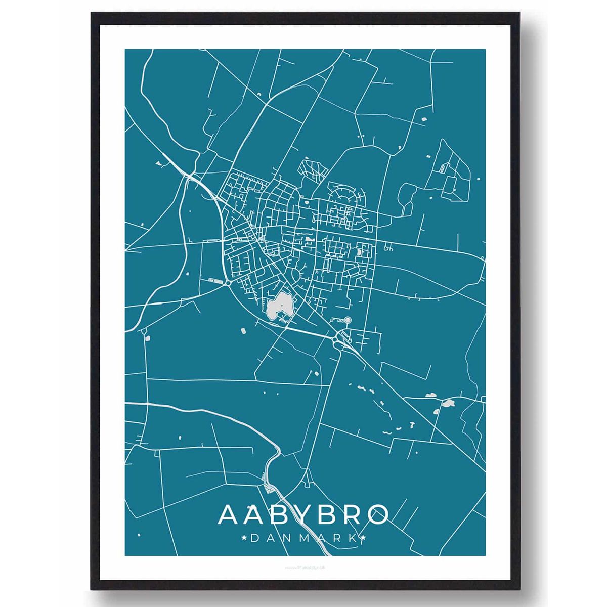 Aabybro by plakat - blå (Størrelse: L - 50x70cm (B2))