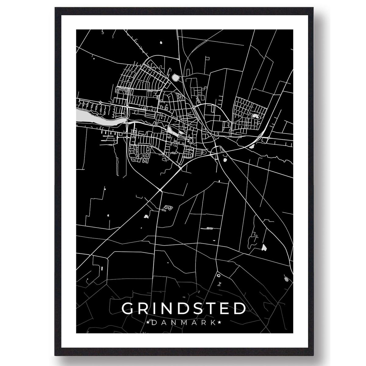 Grindsted by plakat - sort (Størrelse: L - 50x70cm (B2))